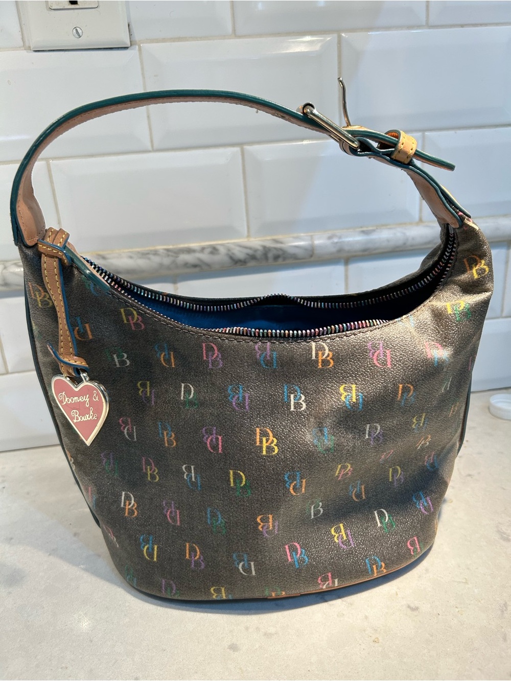 Dooney & Bourke Vintage Y2K Multicolor Monogram Hobo Bag